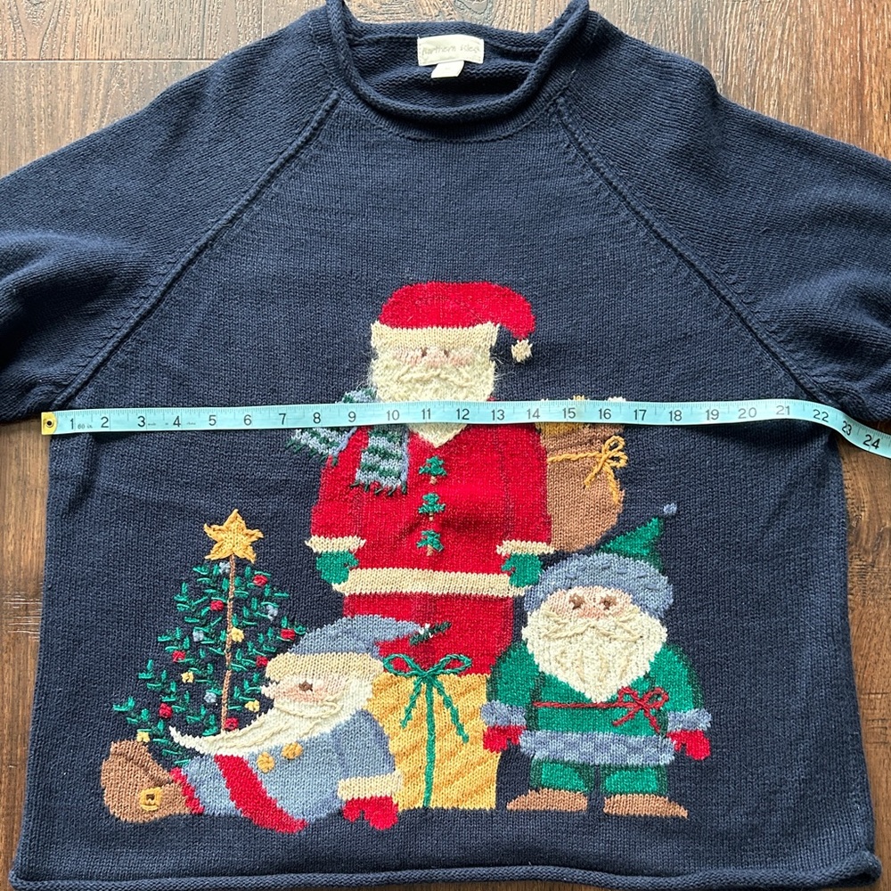 Northern Isles Santa & Elves Christmas Sweater Blue Knit XL - Picture 6 of 9